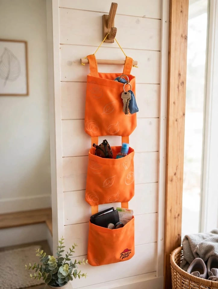 Hanging Organizer - 3 Pocket Wall Storage - Orange - photo 2