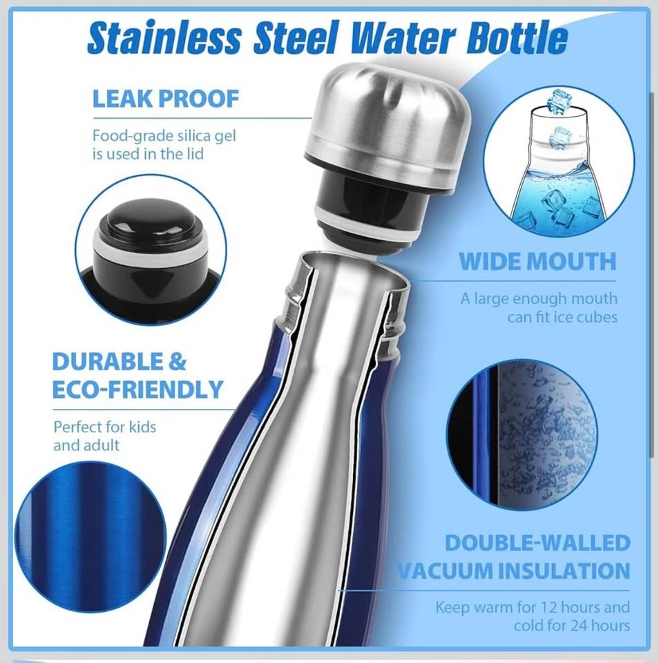 New Blue Stainless Steel Water Bottle - 17oz / 500ml - photo 5