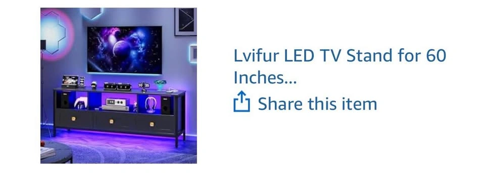 Lvifur 60” TV Stand with RGB LED Lights & Wireless Charging - photo 2