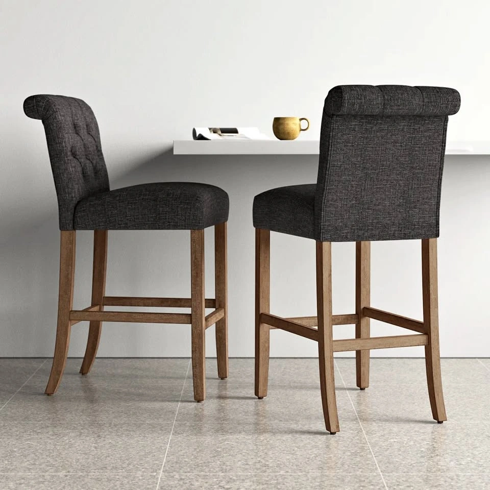 Set of 4 Lark Manor Bar Stools / Counter Stools – Dark Gray