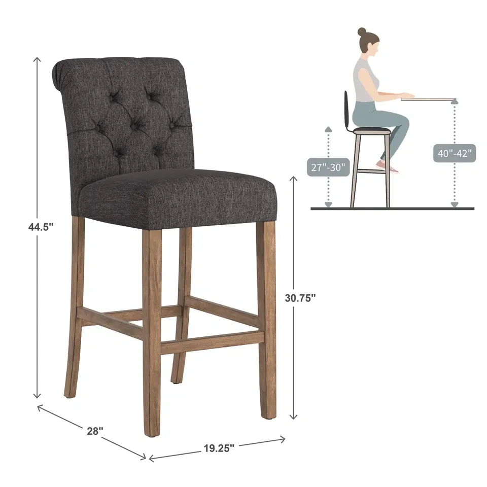 Set of 4 Lark Manor Bar Stools / Counter Stools – Dark Gray - photo 2