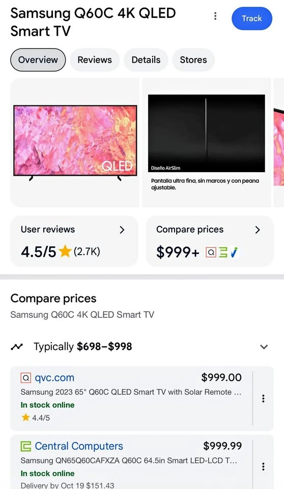Samsung 65” Q60C QLED 4K Smart TV (2023) – $500