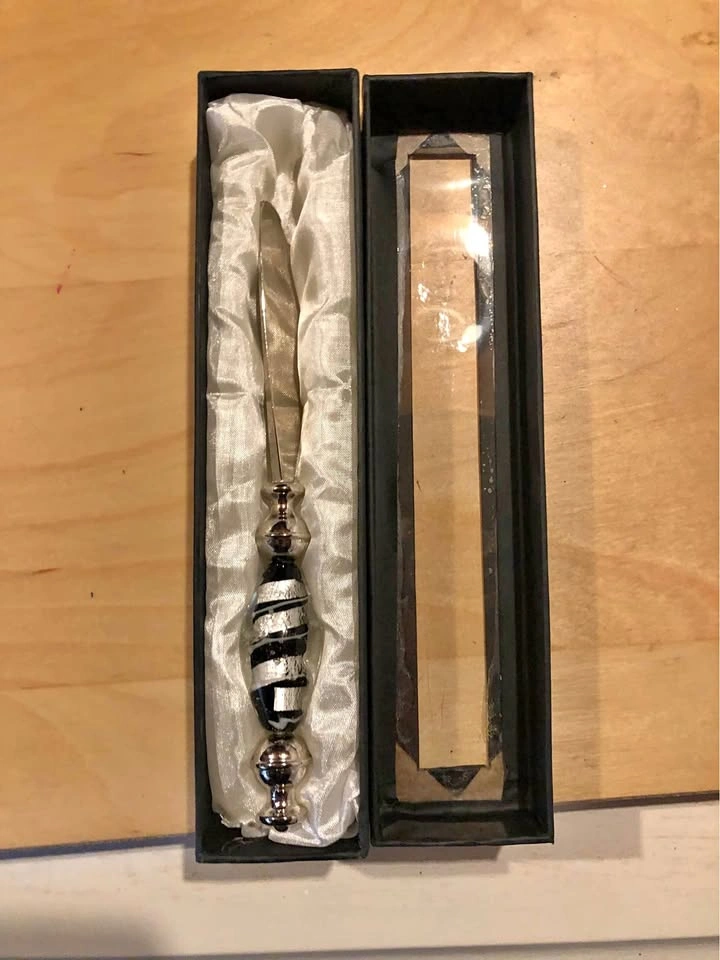 Decorative Glass Handle Letter Opener with Gift Box