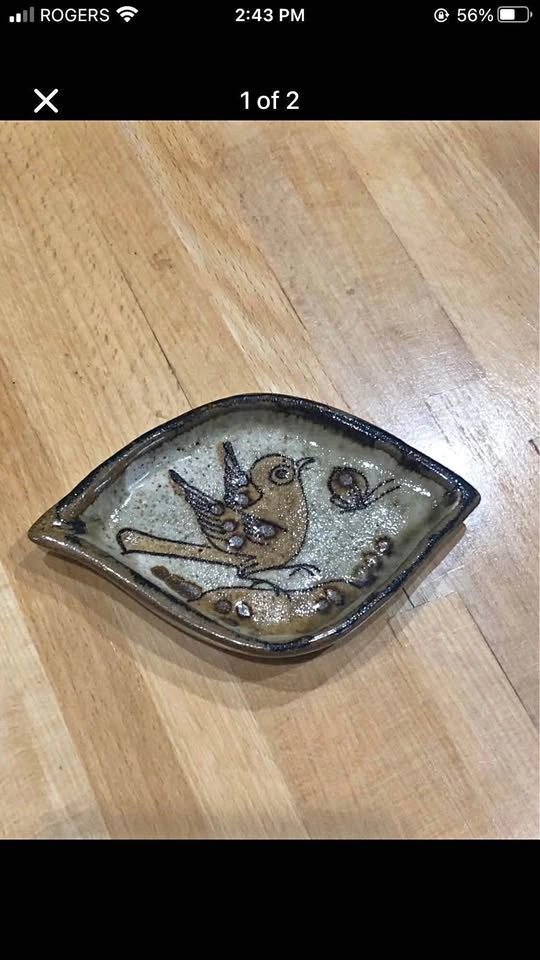 Vintage Handmade Ceramic Bird Trinket Dish