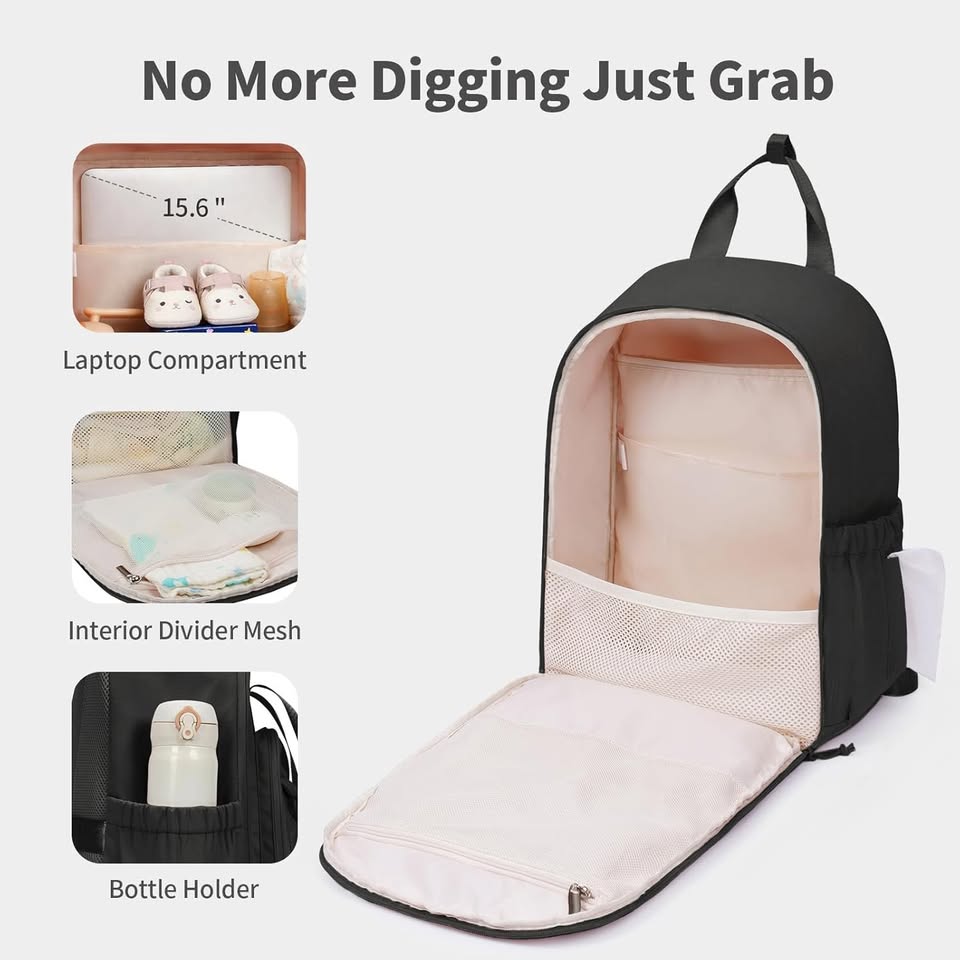 NEW~ Diaper Bag Backpack with Insulated Pockets & Changing Pad - photo 3