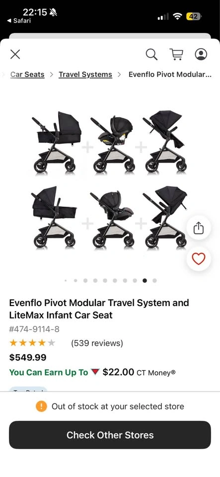 Evenflo Stroller and Car Seat with 2 bases - photo 4