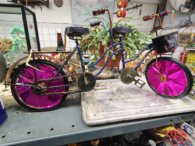 Rare Vintage Bicycle - Handcrafted Decorative Wood & Metal
