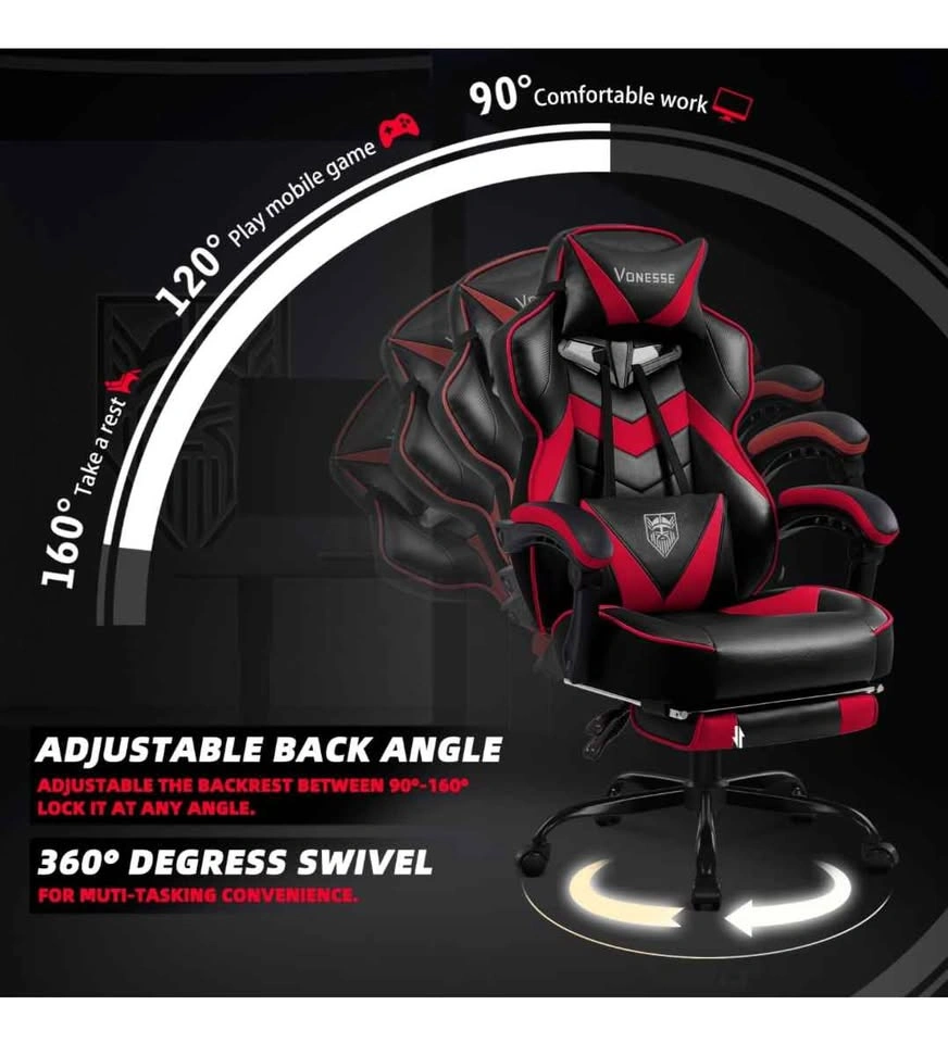 Vonesse Gaming Chair, Reclining Gaming Chairs with Footrest - photo 3