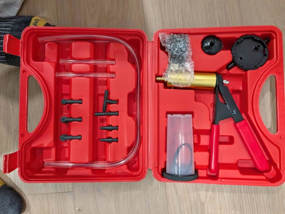 2-in-1 Brake Bleeder Kit with Hand Vacuum Pump & Gauge