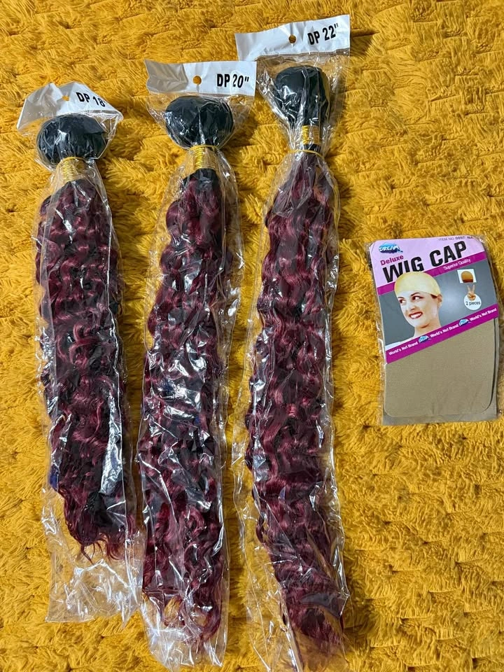 18 20 22 Inch Deep Wave Bundles - Burgundy
