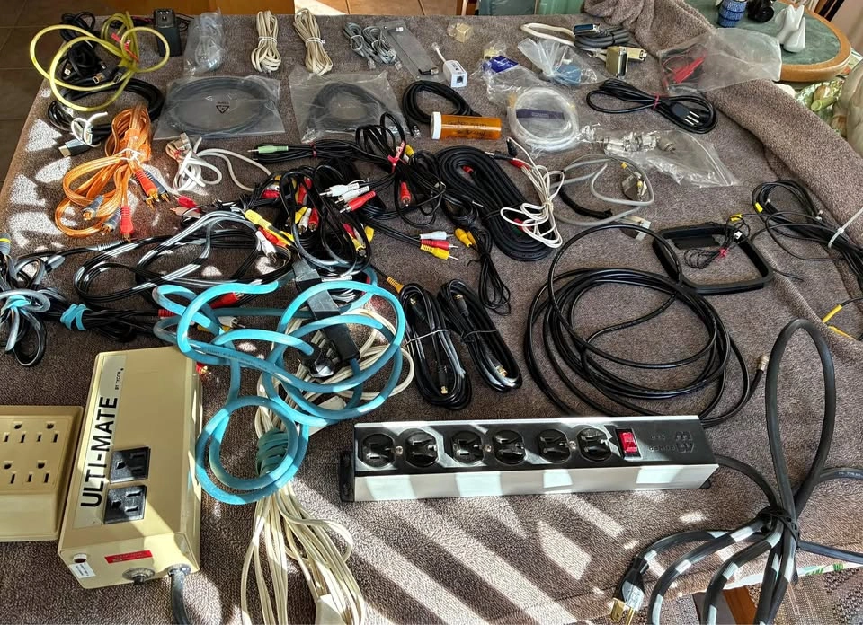 Large Mixed Lot of Electronic Cables & Power Accessories