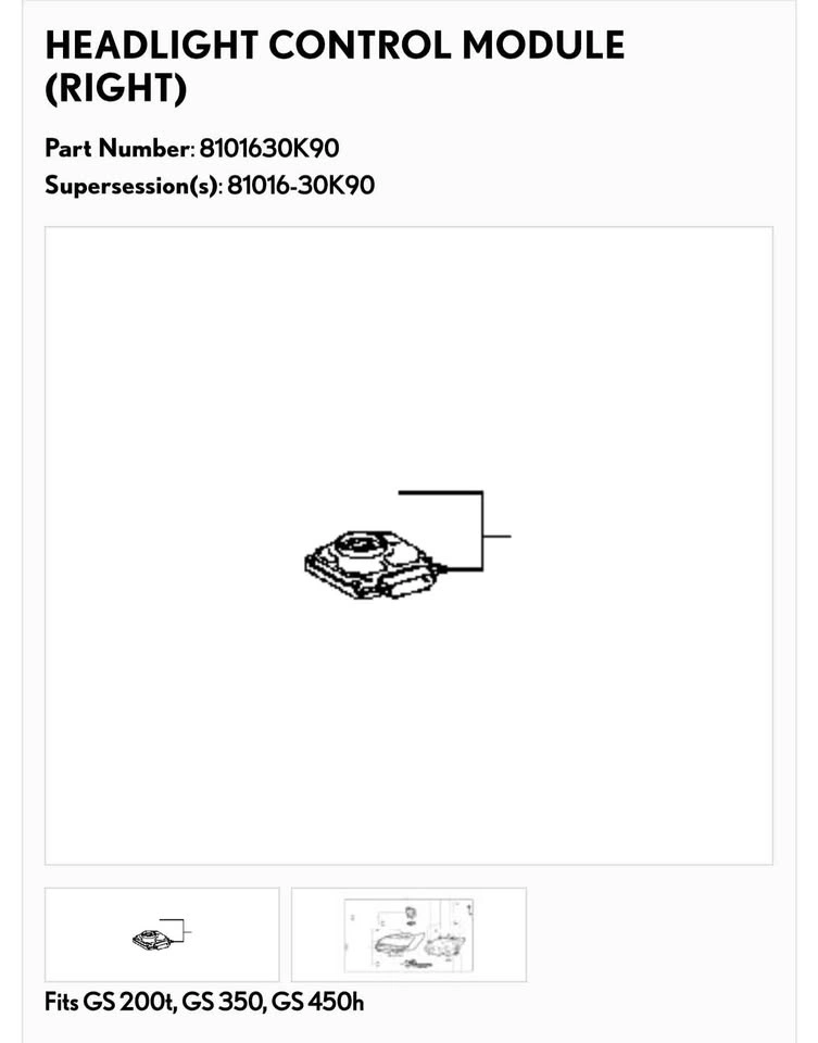 LEXUS OEM Headlight Control Module (right) 81016-30K90 - photo 2