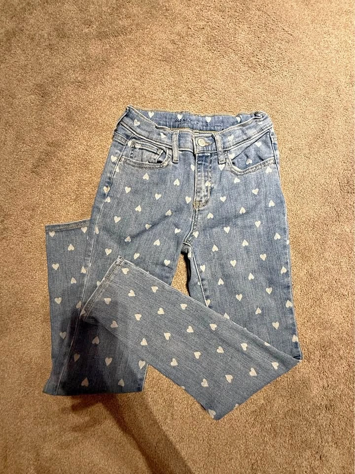 Old Navy Girls’ Heart Print Jeans – Size 10