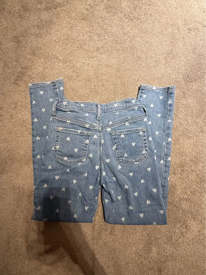 Old Navy Girls’ Heart Print Jeans – Size 10 - photo 3