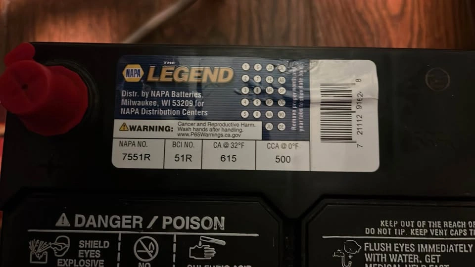 NAPA The Legend Car Battery Size 51R - Fully Charged - photo 2