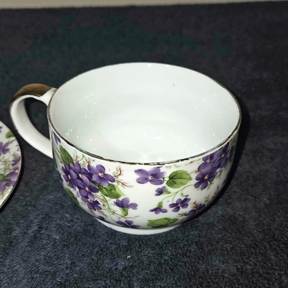 🌸 Vintage Violet Floral “Tea-for-One” Set - photo 4