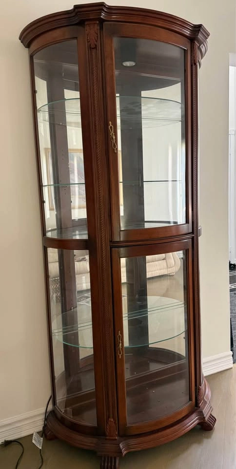 Curved Glass Curio Display Cabinet - photo 2