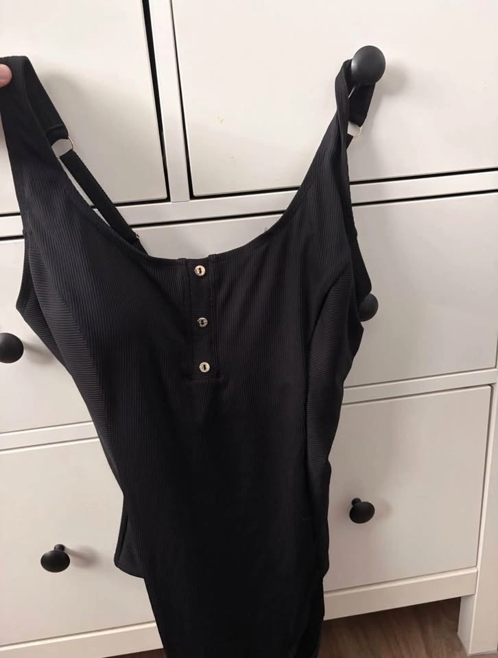 Black Ribbed One-Piece Swimsuit - photo 2