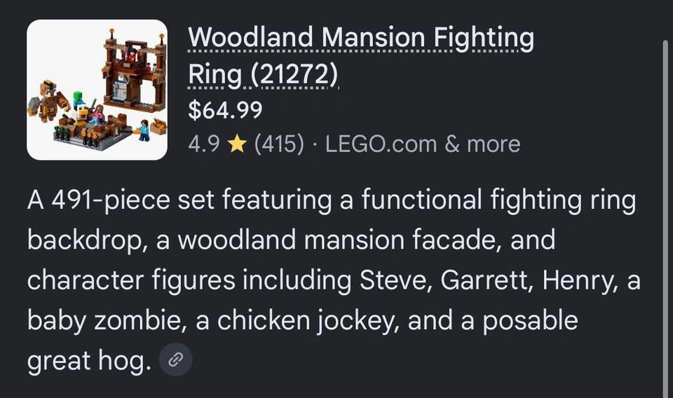 Minecraft Movie Woodland Mansion Fighting Ring Lego - photo 2