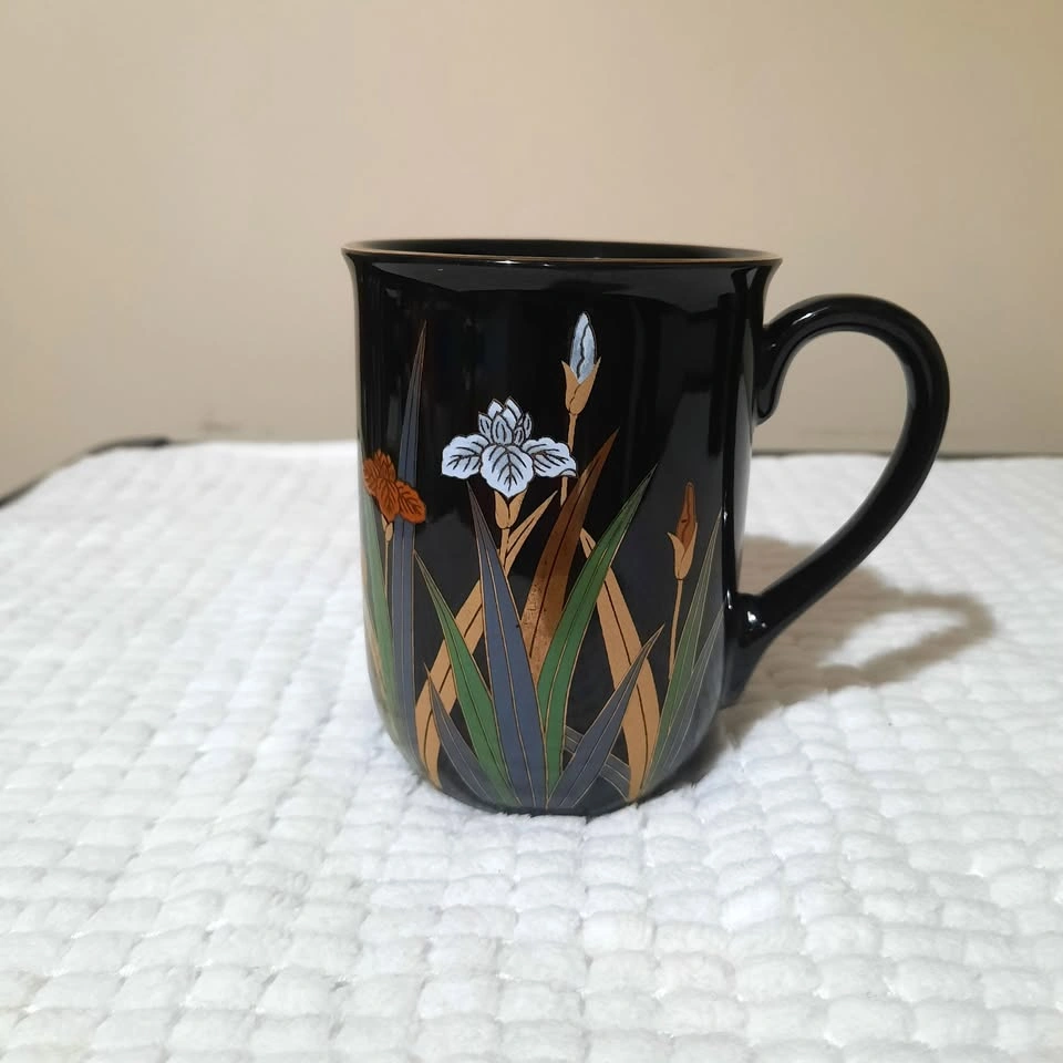 Otagiri - Vintage Iris Mug/Cup Pair - Black and Gold Trim - photo 3