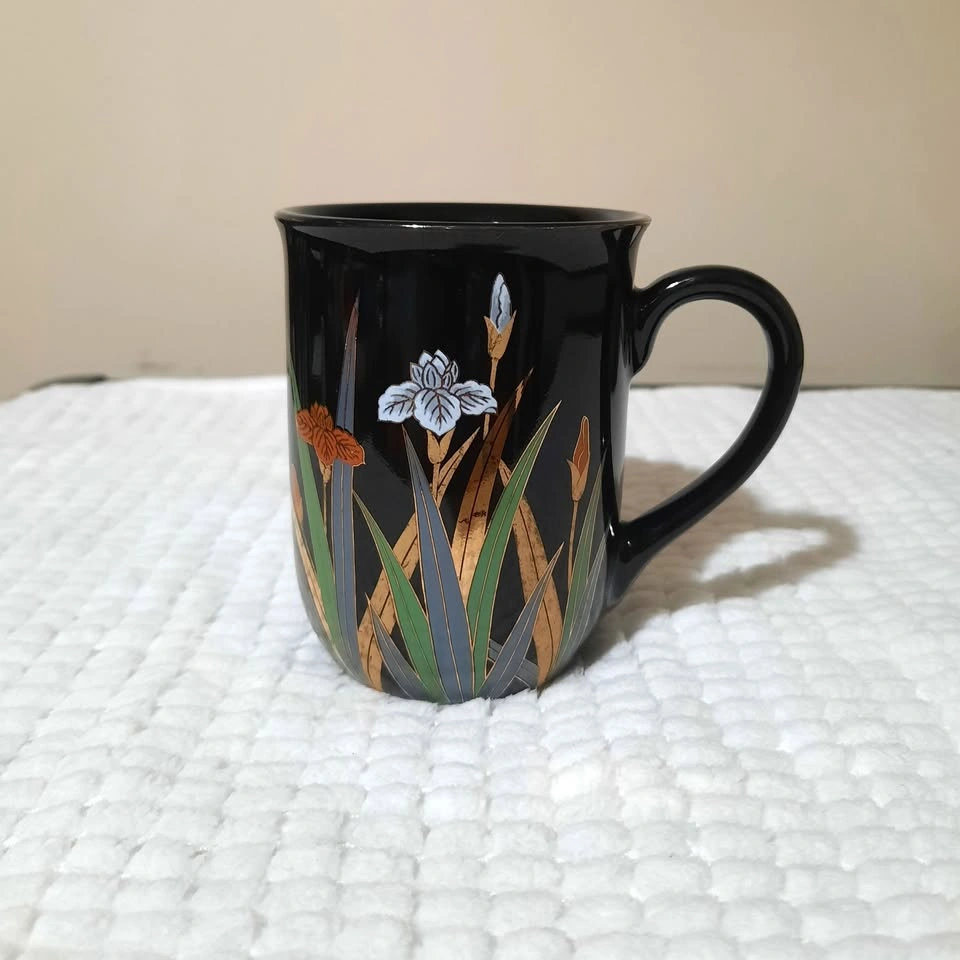 Otagiri - Vintage Iris Mug/Cup Pair - Black and Gold Trim - photo 4