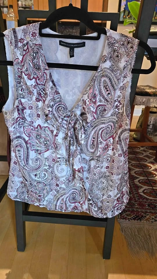 Boho White House Black Market Paisley Ruffle Wrap Top Medium