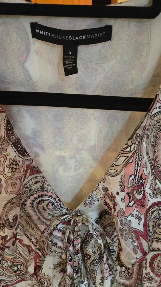 Boho White House Black Market Paisley Ruffle Wrap Top Medium - photo 2