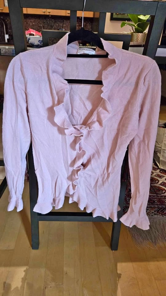 Pink Mongolian Cashmere Ruffle Sweater