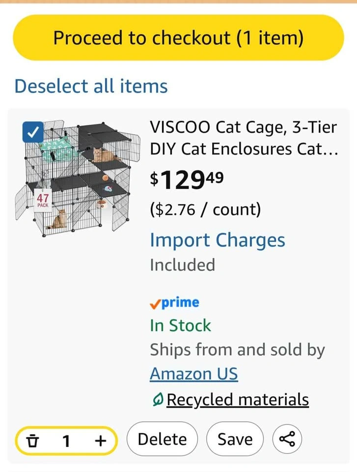 VISCOO 3-Tier DIY Cat Cage Enclosure 36"x 24"x 36" - photo 2