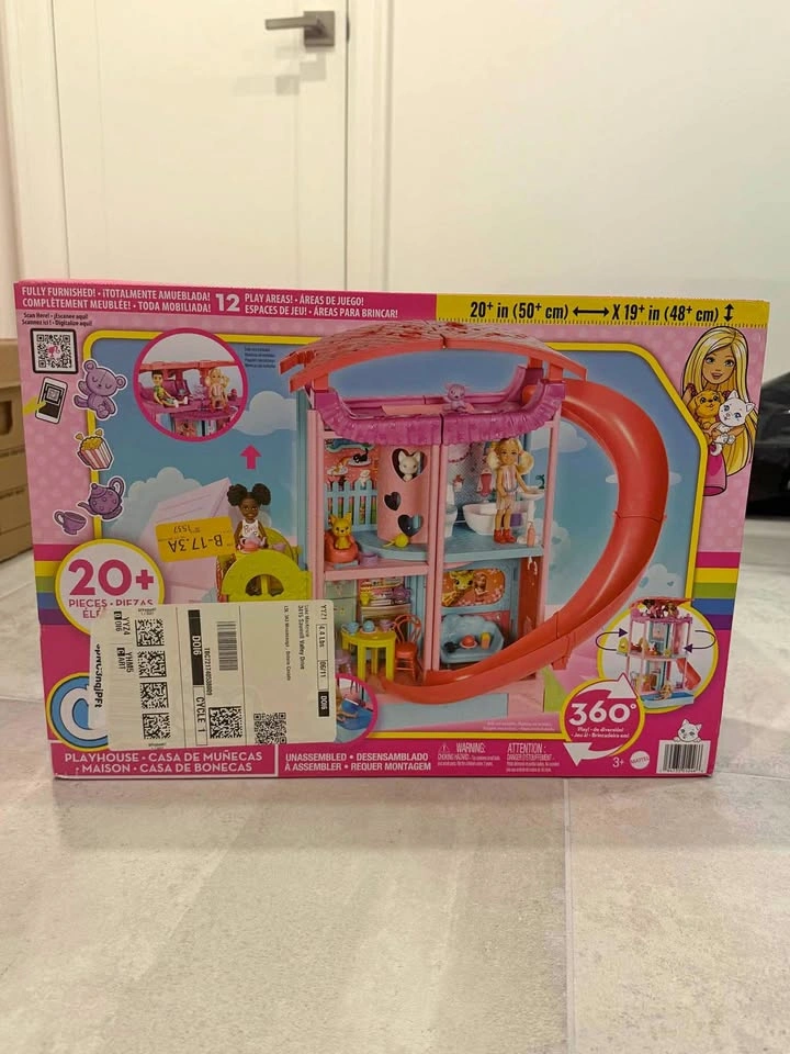 Barbie Chelsea Dollhouse Playset with Slide – Brand New
