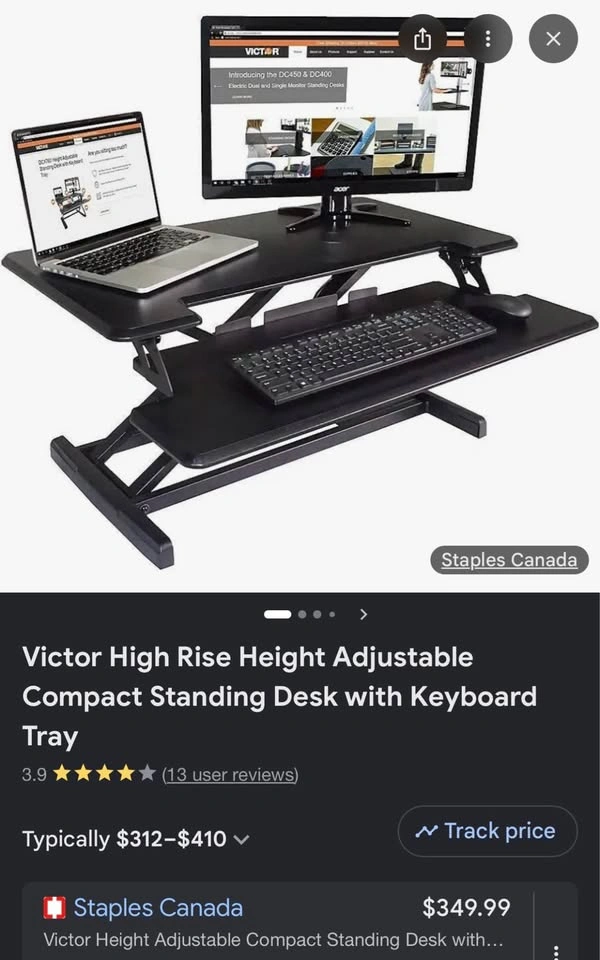 Victor Height Adjustable Compact Standing Desk with Keyboard Tra - photo 4
