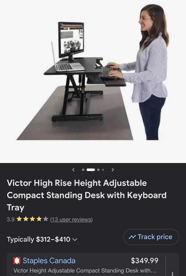 Victor Height Adjustable Compact Standing Desk with Keyboard Tra - photo 5