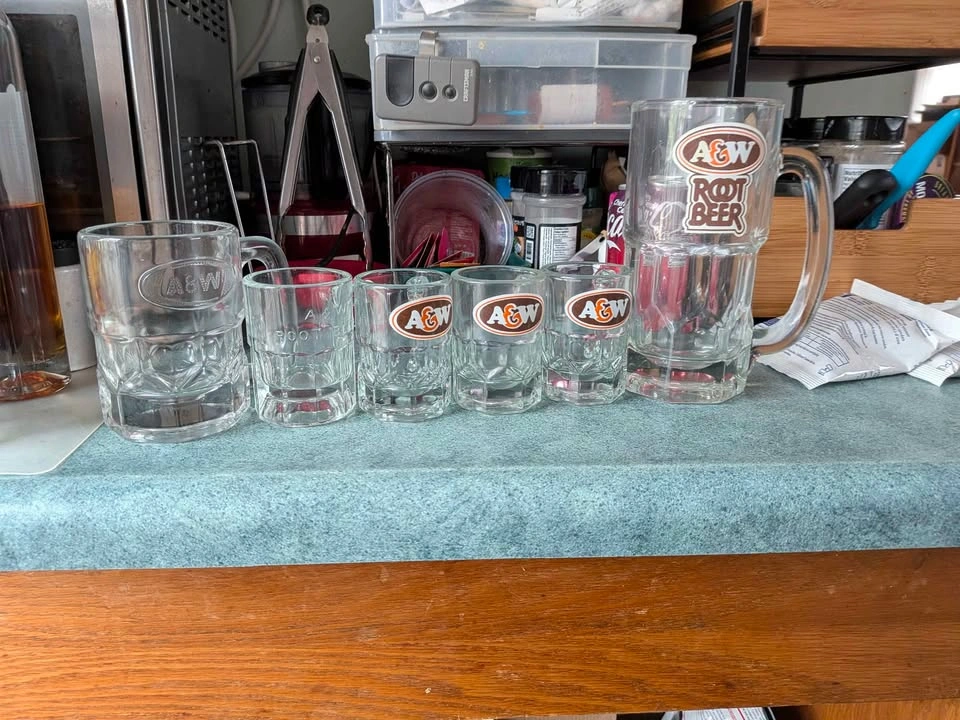 Vintage A&W Root Beer Mug and Shot Glass Set