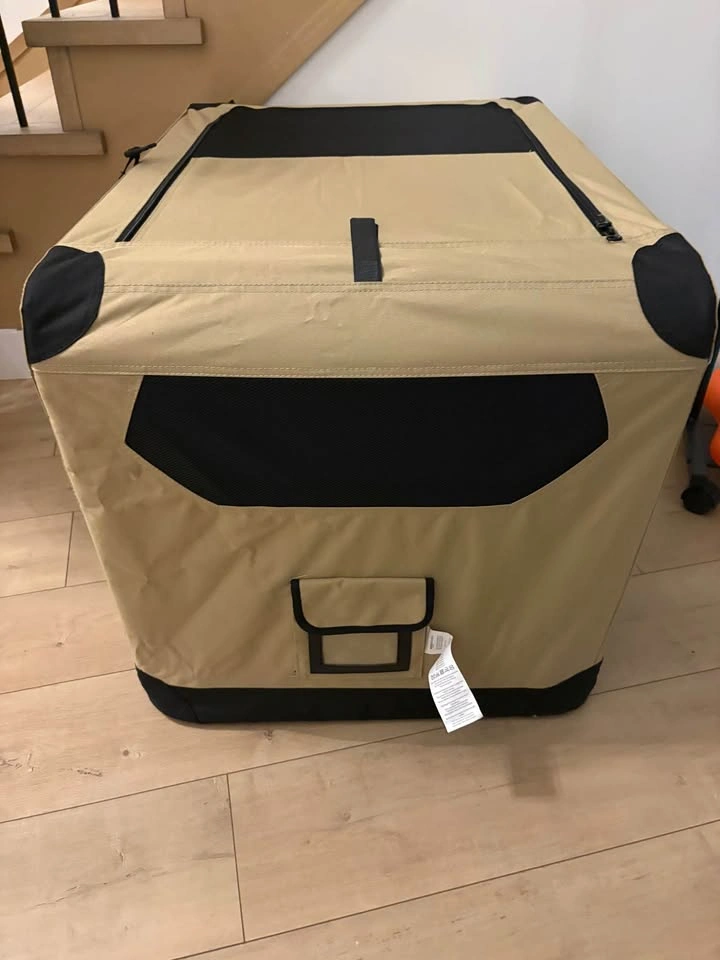 Amazon Basics Folding Soft-Sided Dog Crate – Tan – Like New - photo 2