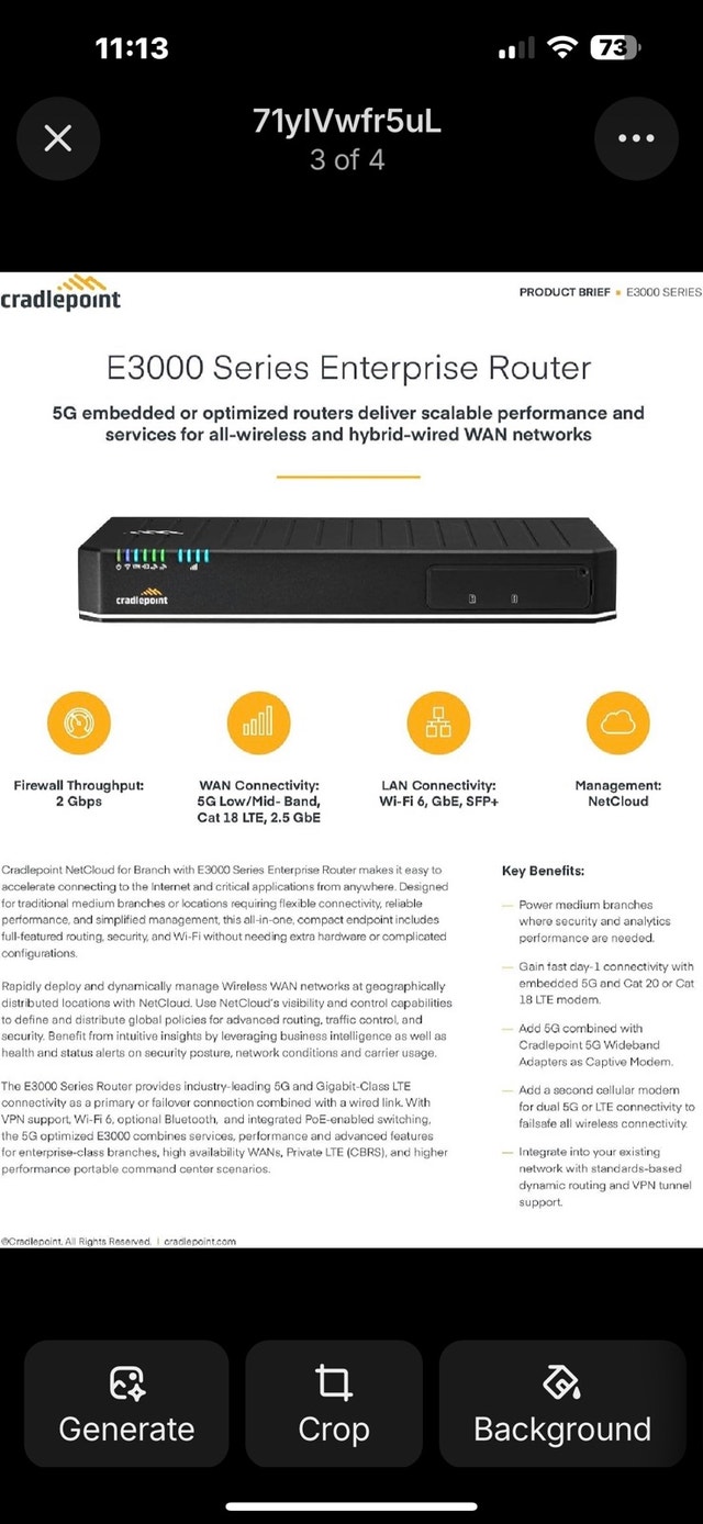Cradlepoint E3000 Cellular Router w Embedded 5G Modem and WiFi - photo 3