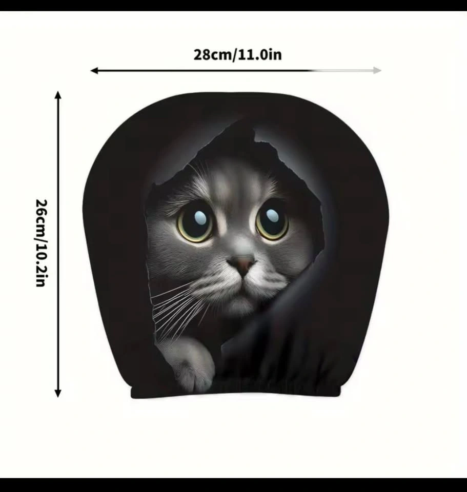 2 Realistic Car Headrest Covers - Cats, Dogs, Smiley Faces - photo 5