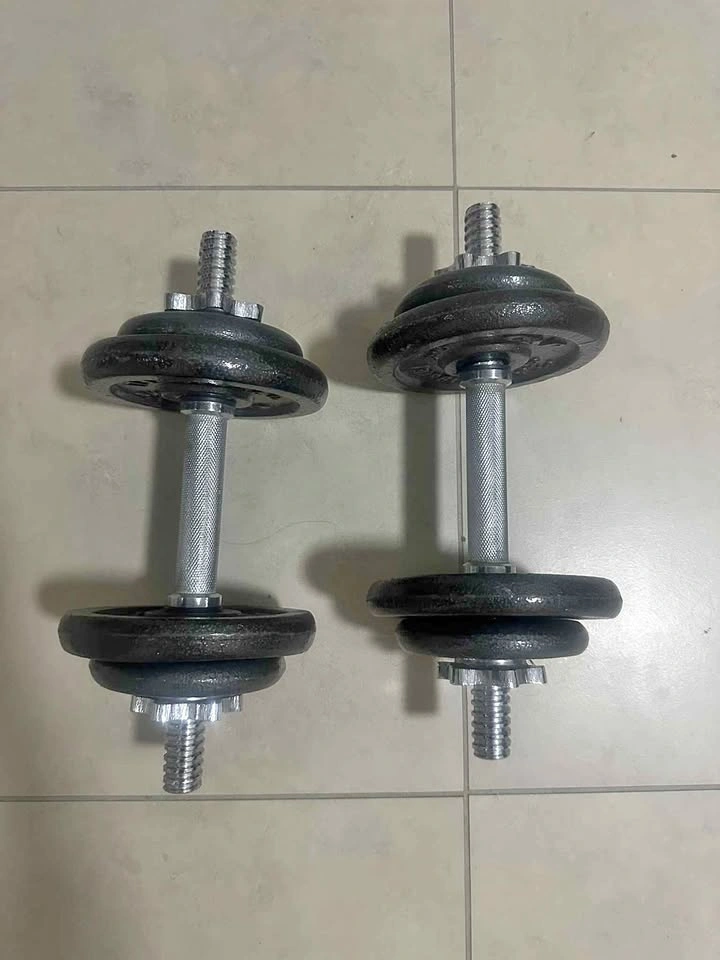 Pair of Adjustable Cast Iron Dumbbells (15 lbs each / 30 lbs tot