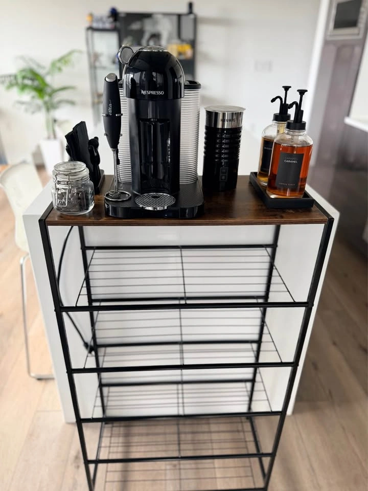 Black 6-Tier Storage Shelf / Coffee Station / Shoe Rack