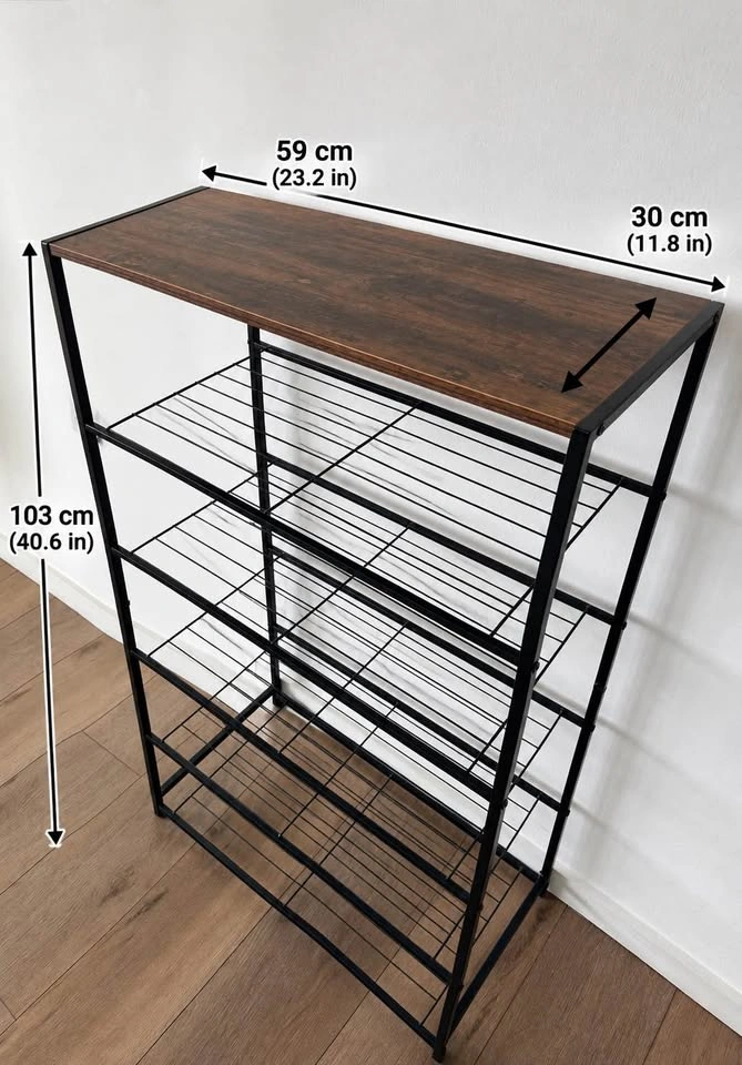 Black 6-Tier Storage Shelf / Coffee Station / Shoe Rack - photo 2