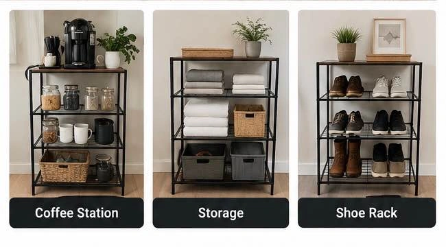 Black 6-Tier Storage Shelf / Coffee Station / Shoe Rack - photo 5