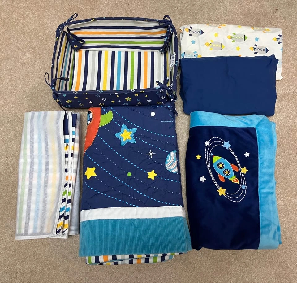 Nojo Crib Bedding Set - Rocket Ships & Stars