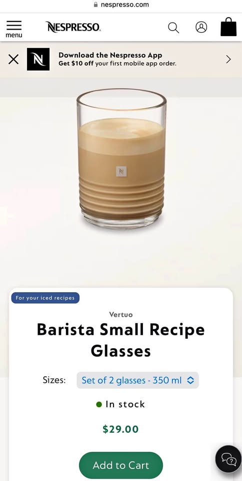 Nespresso Barista Small Recipe Glasses