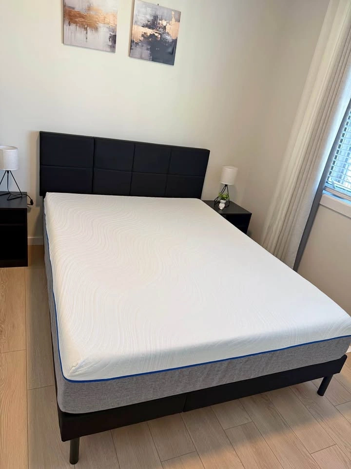 Queen Bed Frame with Headboard and Memory Foam Mattress