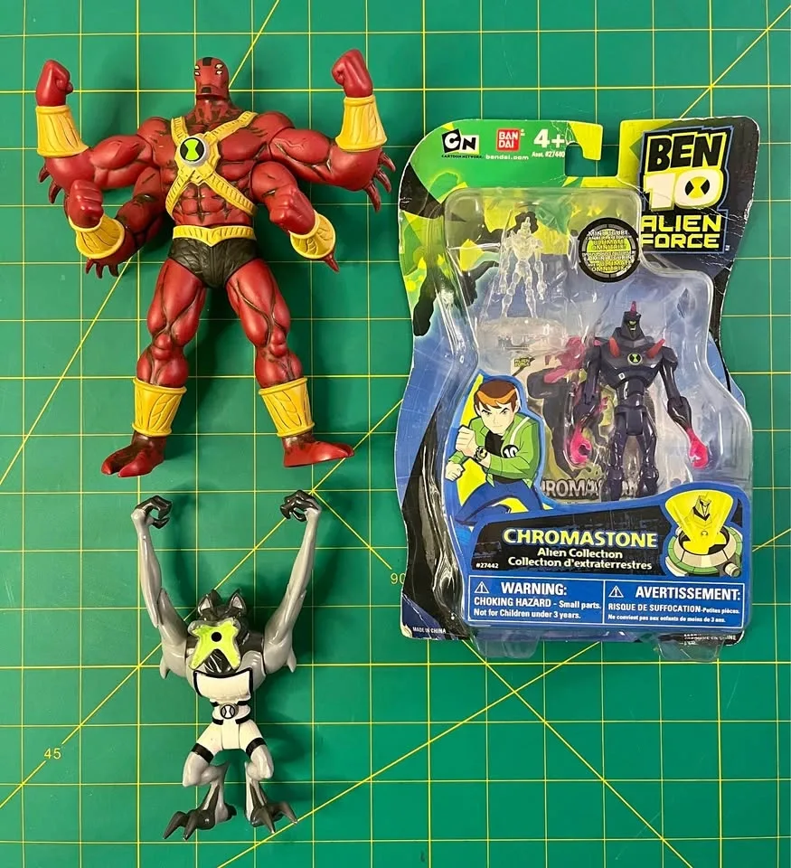 Ben 10 Action Figure Lot – Four Arms, Spidermonkey & Chromastone