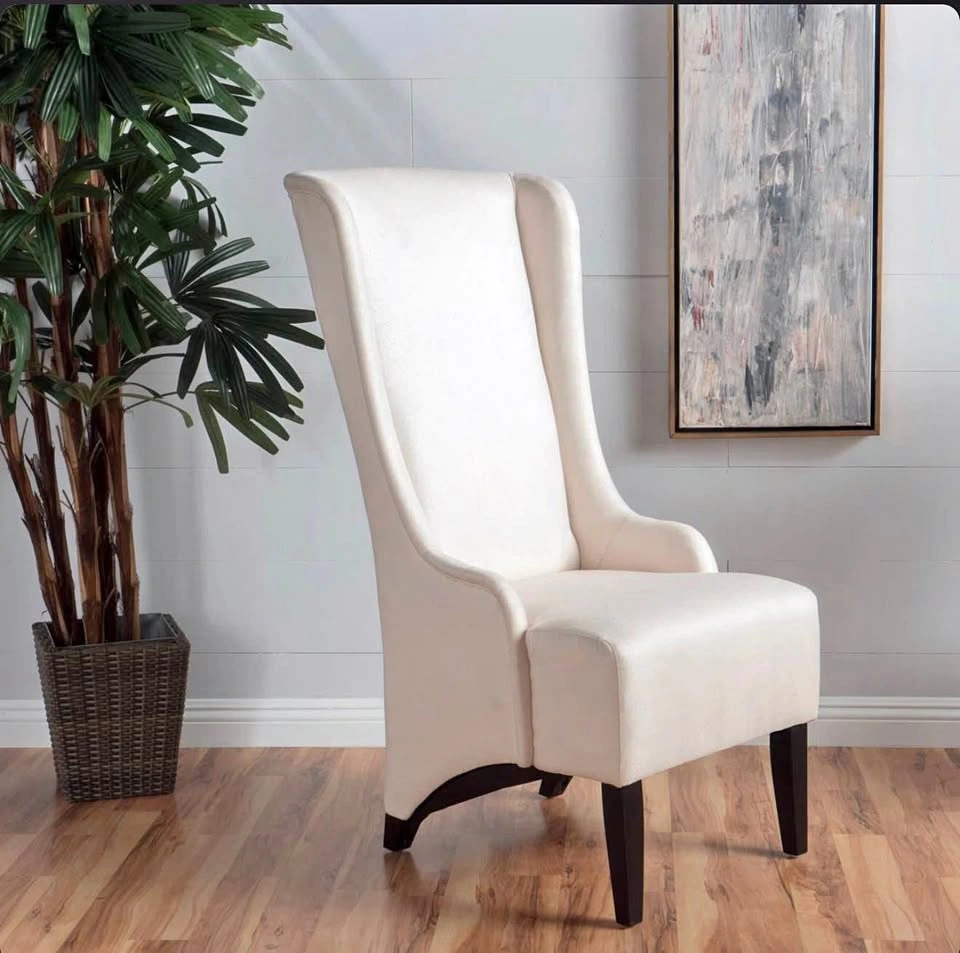 Cream High-Back Wingback Accent Chair (2 available)