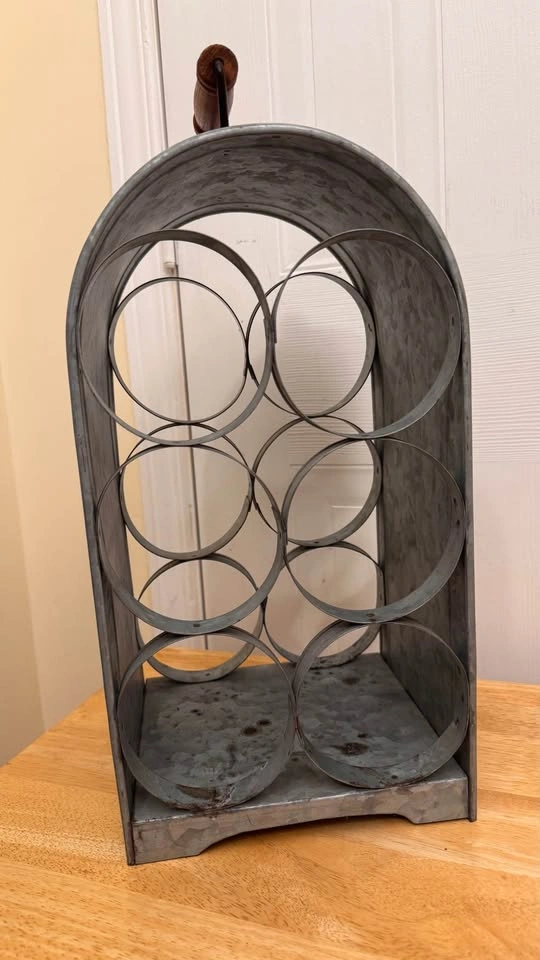 Rustic Galvanized Metal Wine Rack – 6 Bottles | Farmhouse Decor - photo 2