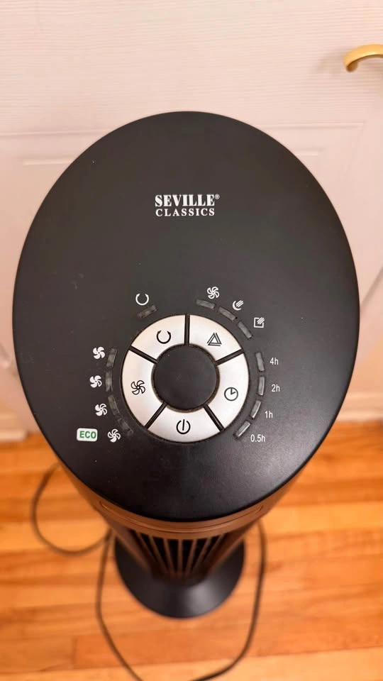 Seville Classics Black Tower Fan – Oscillating with Timer - photo 2