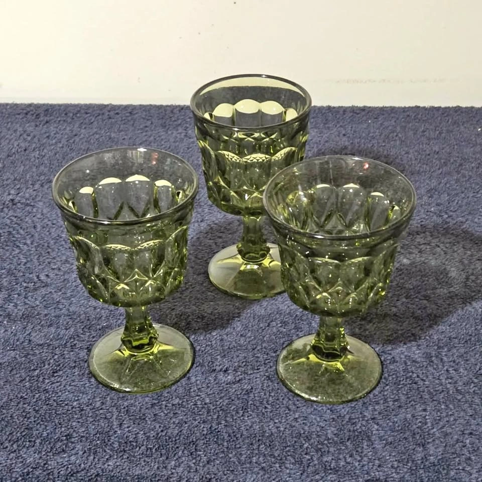 Vintage Green Goblets — Jeannette Glass (Set of 2) + Bonus