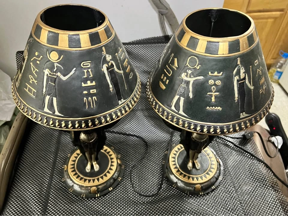 2 17.5" Table Lamp Ancient Egyptian Goddess Isis Ra - photo 2