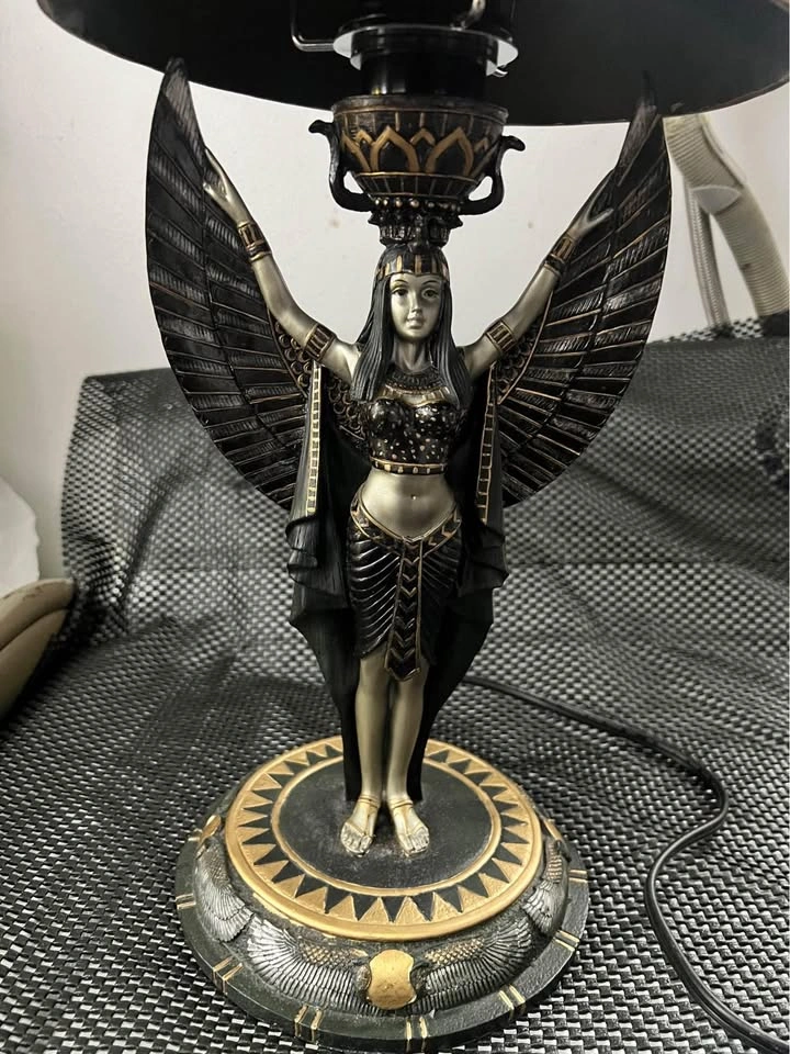 2 17.5" Table Lamp Ancient Egyptian Goddess Isis Ra - photo 3
